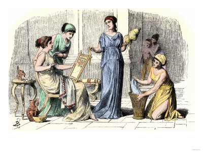 Ancient Greece  Kids on Spinning  And Other Household Chores In Ancient Greece Giclee Print