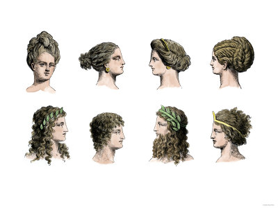 Ancient Greek Hairstyles of Women and Men Giclee Print. zoom. view in room