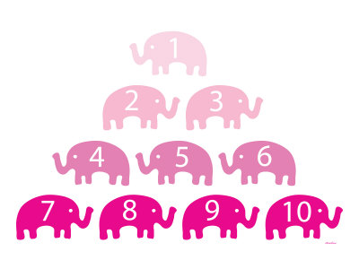 Pink Counting Elephants Stretched Canvas Print