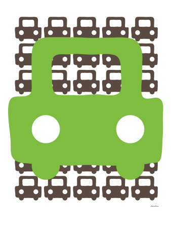 Green Auto Stretched Canvas Print