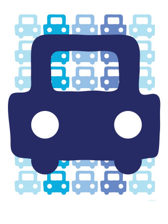 Blue Auto Stretched Canvas Print