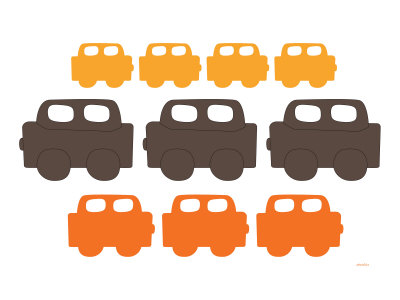 Orange Cars Stretched Canvas Print
