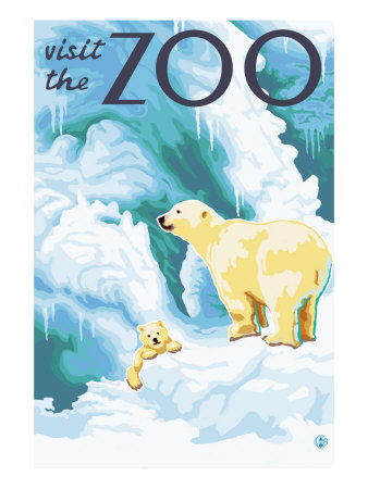 Visit the Zoo, Polar Bear and Cub Premium Poster Visit the Zoo, Polar Bear and Cub Premium Poster