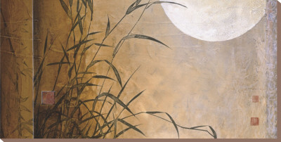 Lakeside Moonrise Stretched Canvas Print Lakeside Moonrise Stretched Canvas Print