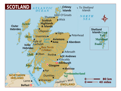 map of scotland uk. Map of Scotland, United Kingdom, Europe Photographic Print