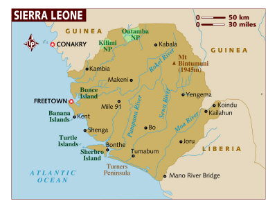 physical map of sierra leone. Map of Sierra Leone,