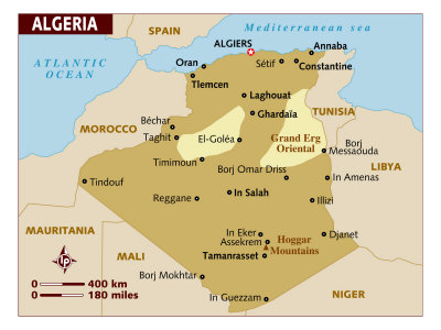 Map of Algeria, Africa Photographic Print Map of Algeria, Africa Photographic Print