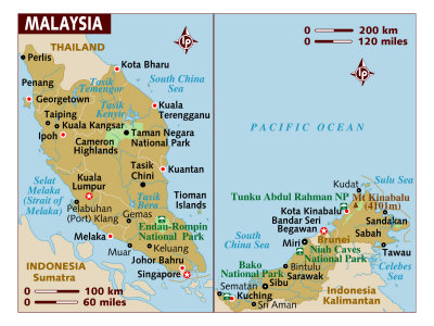 east asia map. Map of Malaysia, South-East