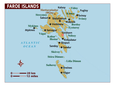 Map of Faroe Islands, Europe Photographic Print Map of Faroe Islands, Europe Photographic Print