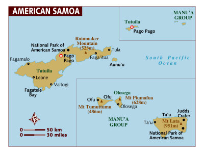 Map of American Samoa, Pacific Photographic Print Map of American Samoa, Pacific Photographic Print