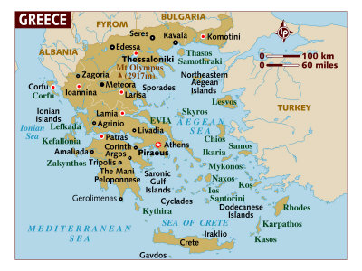 Map of Greece, Europe Photographic Print Map of Greece, Europe Photographic Print