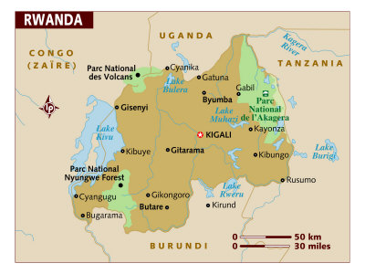 Map of Rwanda, Africa Photographic Print Map of Rwanda, Africa Photographic Print