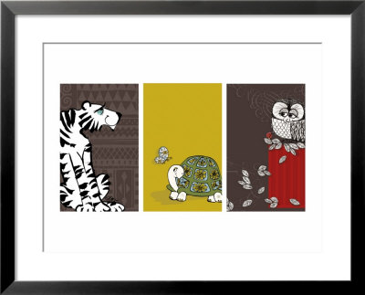 Retro Animals Triptych Framed Print Retro Animals Triptych Framed Print