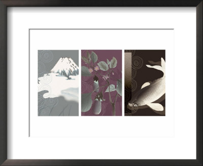 Symbols of Japan Triptych Framed Print Symbols of Japan Triptych Framed Print