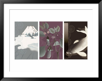 Symbols of Japan Triptych Framed Print Symbols of Japan Triptych Framed Print