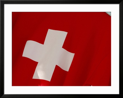 Swiss Cross on Fabric Framed Print Swiss Cross on Fabric Framed Print