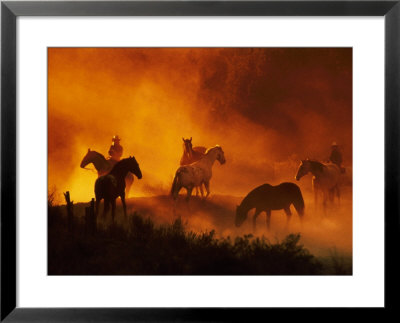 Herd Of Horses And Cowboys Framed Print Herd Of Horses And Cowboys Framed Print