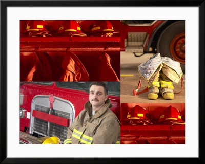 Fireman in a Fire Station Framed Print Fireman in a Fire Station Framed Print