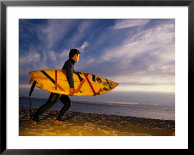 Surfing At Sunrise Framed Print Surfing At Sunrise Framed Print