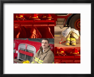 Fireman in a Fire Station Framed Print Fireman in a Fire Station Framed Print