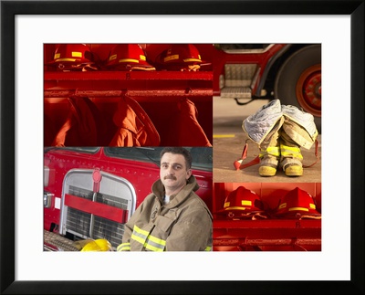 Fireman in a Fire Station Framed Print Fireman in a Fire Station Framed Print