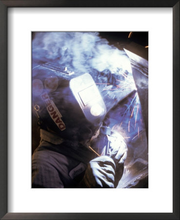 Welding with Mask On Framed Print Welding with Mask On Framed Print