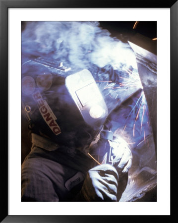 Welding with Mask On Framed Print Welding with Mask On Framed Print