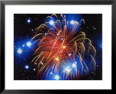 Fireworks And Stars Framed Print Fireworks And Stars Framed Print