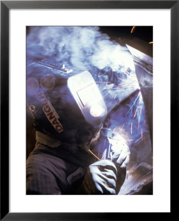 Welding with Mask On Framed Print Welding with Mask On Framed Print