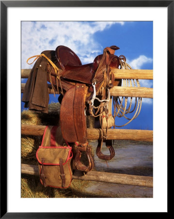 Saddle on Wooden Fence Framed Print Saddle on Wooden Fence Framed Print