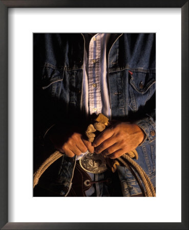 Man Holding Gloves and Lasso Framed Print Man Holding Gloves and Lasso Framed Print