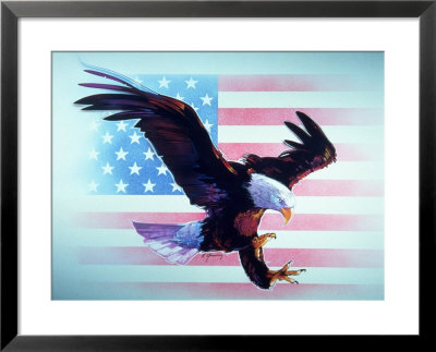 Eagle and US Flag Framed Print Eagle and US Flag Framed Print