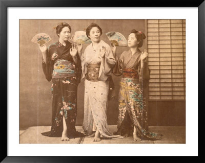 Three geishas, 1880's Framed Print Three geishas, 1880's Framed Print