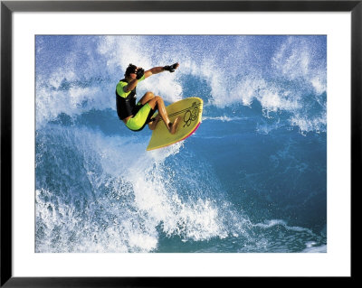 Surfer in Mid-Air Framed Print Surfer in Mid-Air Framed Print