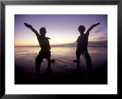 Yoga on the Beach at Sunset Framed Print Yoga on the Beach at Sunset Framed Print