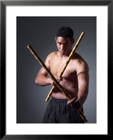 Man Practicing Martial Arts Framed Print Man Practicing Martial Arts Framed Print