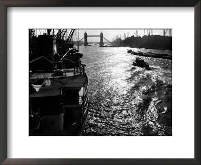Ships on the Thames, 1955 Framed Print Ships on the Thames, 1955 Framed Print