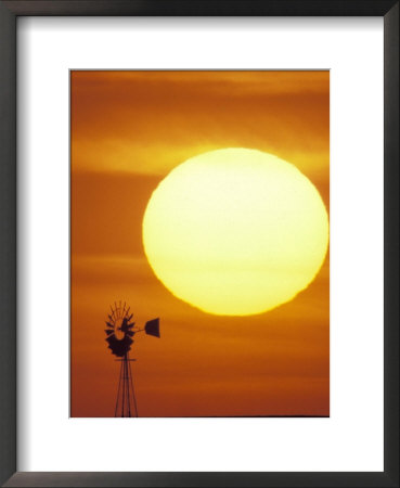 Sun Setting Over Windmill Framed Print Sun Setting Over Windmill Framed Print