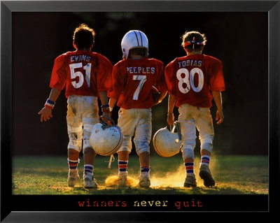 Winners Never Quit - Football Framed Print Winners Never Quit - Football Framed Print