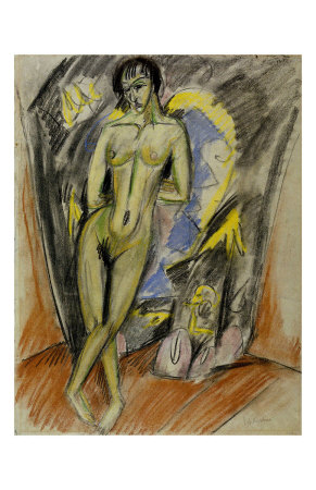 Standing Nude in Front of Tent