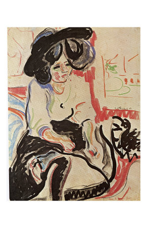 Seated Young Woman with Hat and Cigarette
