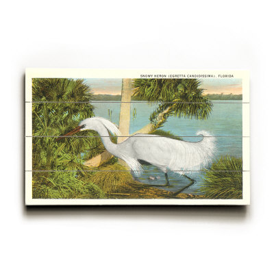 Snowy Egret, Florida Wood Sign Snowy Egret, Florida Wood Sign