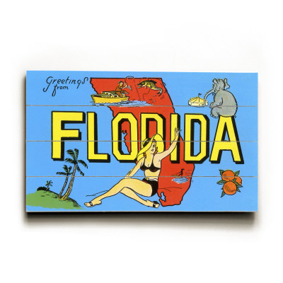 Greetings from Florida, Map Wood Sign Greetings from Florida, Map Wood Sign