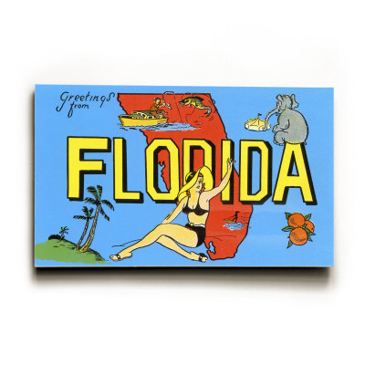 Greetings from Florida, Map Wood Sign Greetings from Florida, Map Wood Sign