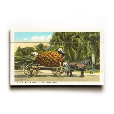 Giant Pineapple on Wagon, Florida Wood Sign Giant Pineapple on Wagon, Florida Wood Sign