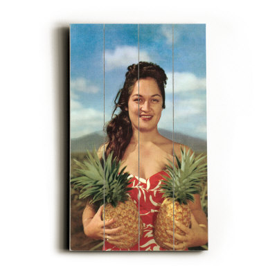 Wahini with Pineapples Wood Sign Wahini with Pineapples Wood Sign