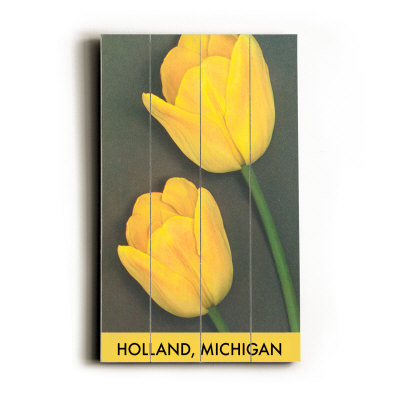 Holland, Michigan, Yellow Tulips Wood Sign Holland, Michigan, Yellow Tulips Wood Sign