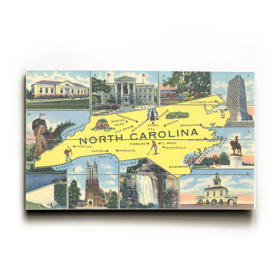 Map and Scenes of North Carolina Wood Sign Map and Scenes of North Carolina Wood Sign