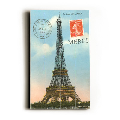 Merci, Eiffel Tower Wood Sign Merci, Eiffel Tower Wood Sign