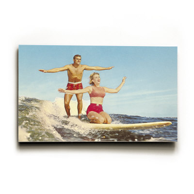 Couple Surfing Wood Sign Couple Surfing Wood Sign